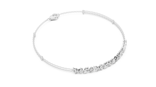 Three-quarter View: Round Diamond Bracelet with Pave Setting in 14k White Gold - Lab Grown - Driona Jewels