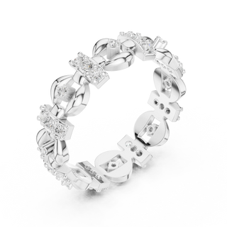 Three-quarter-view: Round Diamond Bracelet with Pave Setting in 14k White Gold - Lab Grown - Driona Jewels