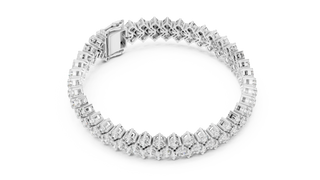 Top View: Round Diamond Bracelet with Pave Setting in 14k White Gold - Lab Grown - Driona Jewels