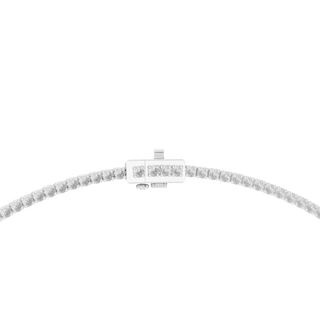 Top View: Round Diamond Bracelet with Pave Setting in 14k White Gold - Lab Grown - Driona Jewels