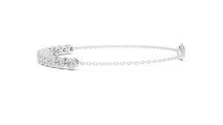 Top View: Round Diamond Bracelet with Pave Setting in 14k White Gold - Lab Grown - Driona Jewels