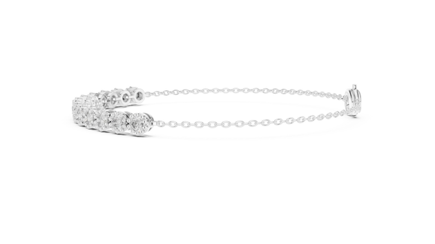 Top View: Round Diamond Bracelet with Pave Setting in 14k White Gold - Lab Grown - Driona Jewels