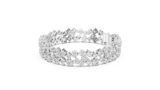 Top View: Round Diamond Bracelet with Pave Setting in 14k White Gold - Lab Grown - Driona Jewels