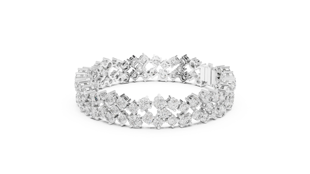 Top View: Round Diamond Bracelet with Pave Setting in 14k White Gold - Lab Grown - Driona Jewels