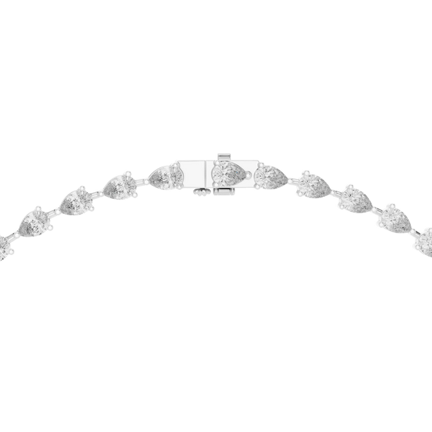 Top View: Round Diamond Bracelet with Pave Setting in 14k White Gold - Lab Grown - Driona Jewels