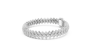Top View: Round Diamond Bracelet with Pave Setting in 14k White Gold - Lab Grown - Driona Jewels