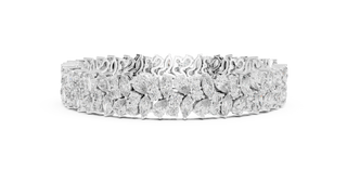 Top View: Round Diamond Bracelet with Pave Setting in 14k White Gold - Lab Grown - Driona Jewels