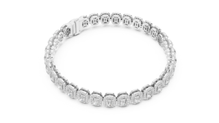 Top View: Round Diamond Bracelet with Pave Setting in 14k White Gold - Lab Grown - Driona Jewels