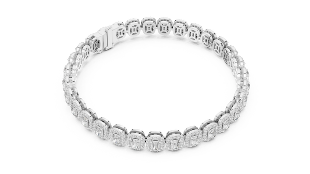 Top View: Round Diamond Bracelet with Pave Setting in 14k White Gold - Lab Grown - Driona Jewels