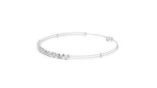 Top View: Round Diamond Bracelet with Pave Setting in 14k White Gold - Lab Grown - Driona Jewels
