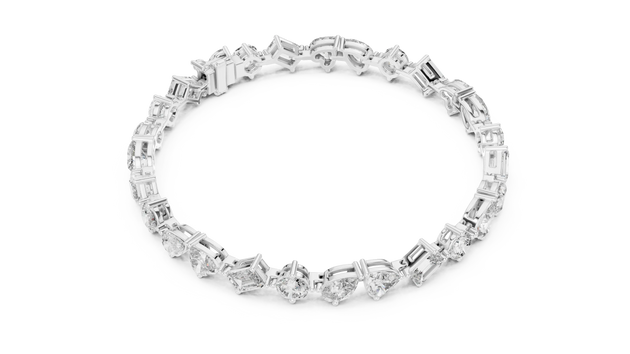 Top View: Round Diamond Bracelet with Pave Setting in 14k White Gold - Lab Grown - Driona Jewels