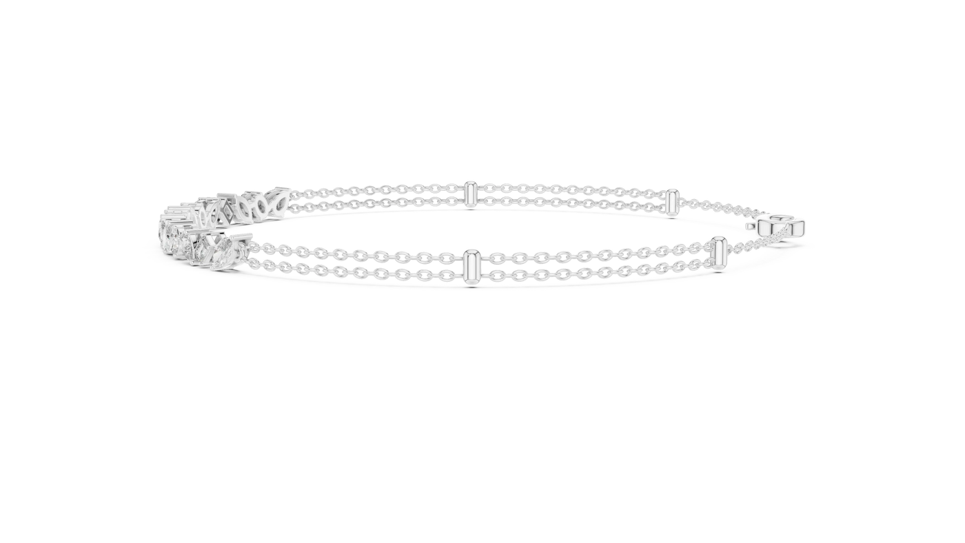 Top View: Round Diamond Bracelet with Pave Setting in 14k White Gold - Lab Grown - Driona Jewels