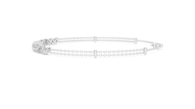 Top View: Round Diamond Bracelet with Pave Setting in 14k White Gold - Lab Grown - Driona Jewels