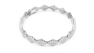 Top View: Round Diamond Bracelet with Pave Setting in 14k White Gold - Lab Grown - Driona Jewels