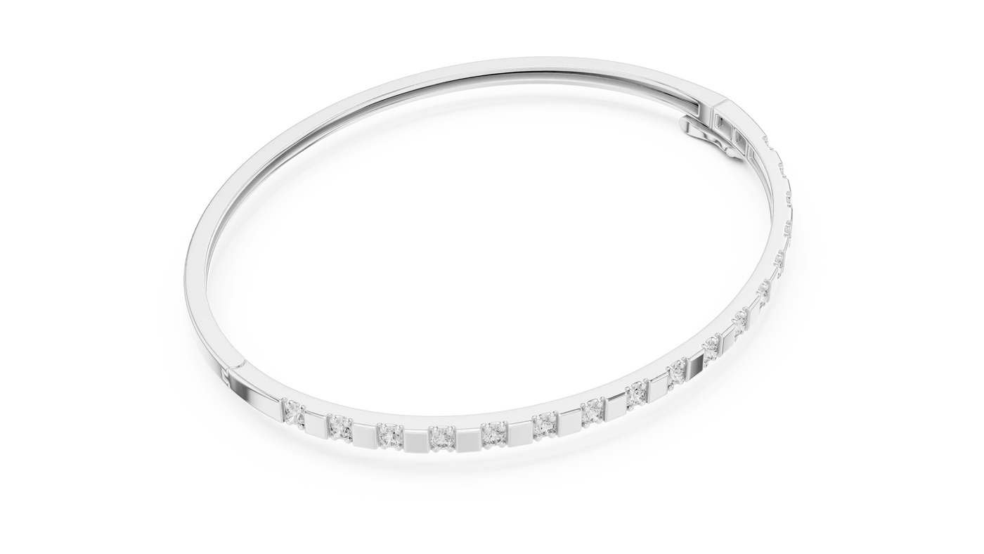 Top View: Round Diamond Bracelet with Pave Setting in 14k White Gold - Lab Grown - Driona Jewels