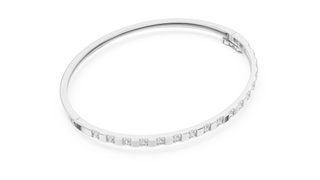 Top View: Round Diamond Bracelet with Pave Setting in 14k White Gold - Lab Grown - Driona Jewels