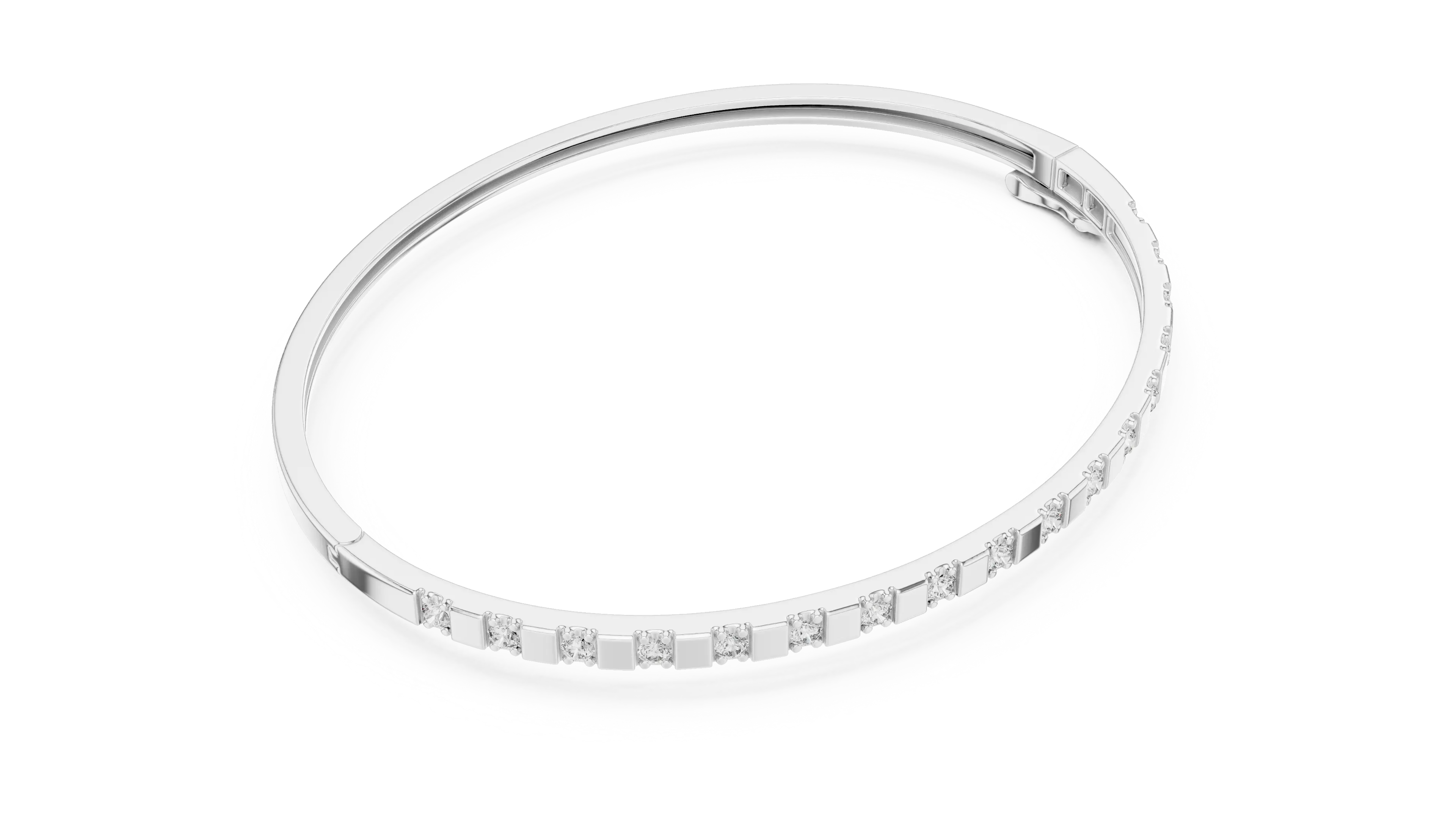 Top View: Round Diamond Bracelet with Pave Setting in 14k White Gold - Lab Grown - Driona Jewels