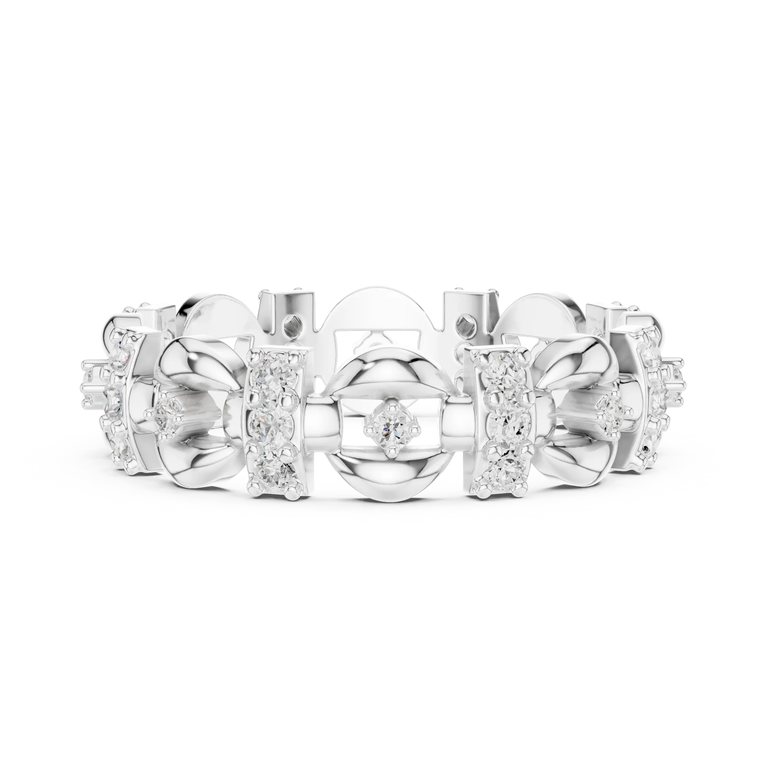 Top View: Round Diamond Bracelet with Pave Setting in 14k White Gold - Lab Grown - Driona Jewels