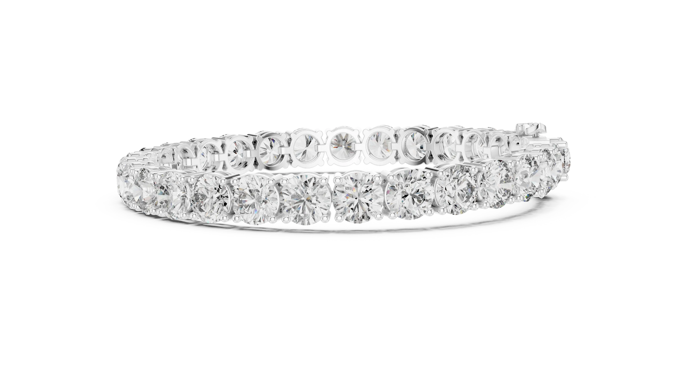 Top View: Round Diamond Bracelet with Pave Setting in 14k White Gold - Lab Grown - Driona Jewels