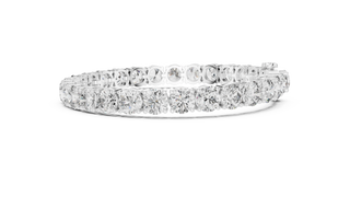 Top View: Round Diamond Bracelet with Pave Setting in 14k White Gold - Lab Grown - Driona Jewels
