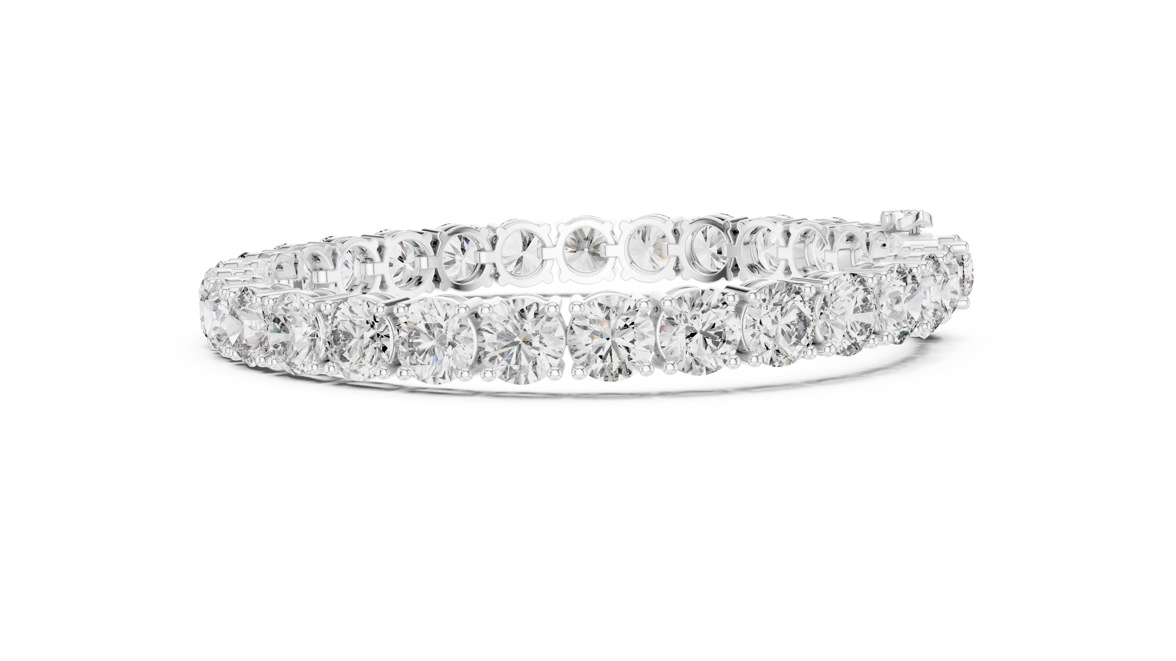 Top View: Round Diamond Bracelet with Pave Setting in 14k White Gold - Lab Grown - Driona Jewels