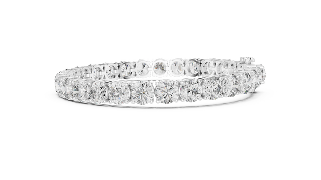 Top View: Round Diamond Bracelet with Pave Setting in 14k White Gold - Lab Grown - Driona Jewels