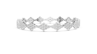 Top View: Round Diamond Bracelet with Pave Setting in 14k White Gold - Lab Grown - Driona Jewels