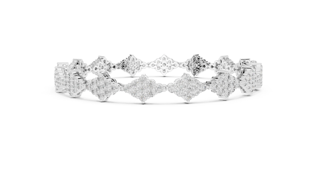 Top View: Round Diamond Bracelet with Pave Setting in 14k White Gold - Lab Grown - Driona Jewels