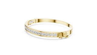Flat Lay: Round Diamond Bracelet with Pave Setting in 14k Yellow Gold - Lab Grown - Driona Jewels