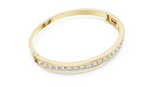 Flat Lay: Round Diamond Bracelet with Pave Setting in 14k Yellow Gold - Lab Grown - Driona Jewels