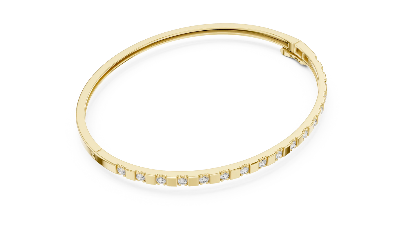 Flat Lay: Round Diamond Bracelet with Pave Setting in 14k Yellow Gold - Lab Grown - Driona Jewels