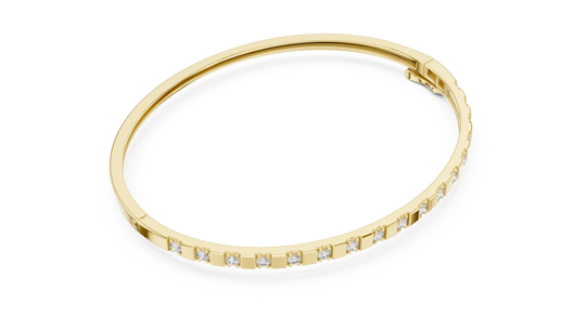 Flat Lay: Round Diamond Bracelet with Pave Setting in 14k Yellow Gold - Lab Grown - Driona Jewels