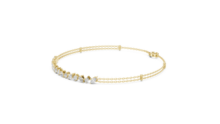 Flat Lay: Round Diamond Bracelet with Pave Setting in 14k Yellow Gold - Lab Grown - Driona Jewels