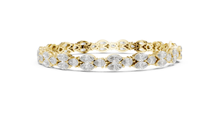 Flat Lay: Round Diamond Bracelet with Pave Setting in 14k Yellow Gold - Lab Grown - Driona Jewels