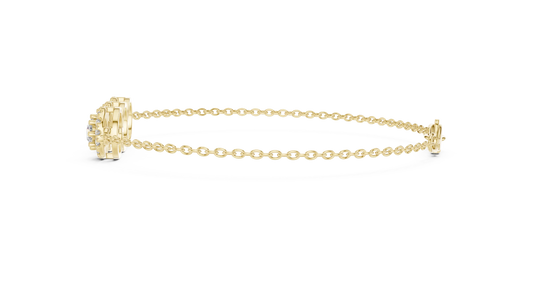 Flat Lay: Round Diamond Bracelet with Pave Setting in 14k Yellow Gold - Lab Grown - Driona Jewels
