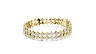Flat Lay: Round Diamond Bracelet with Pave Setting in 14k Yellow Gold - Lab Grown - Driona Jewels
