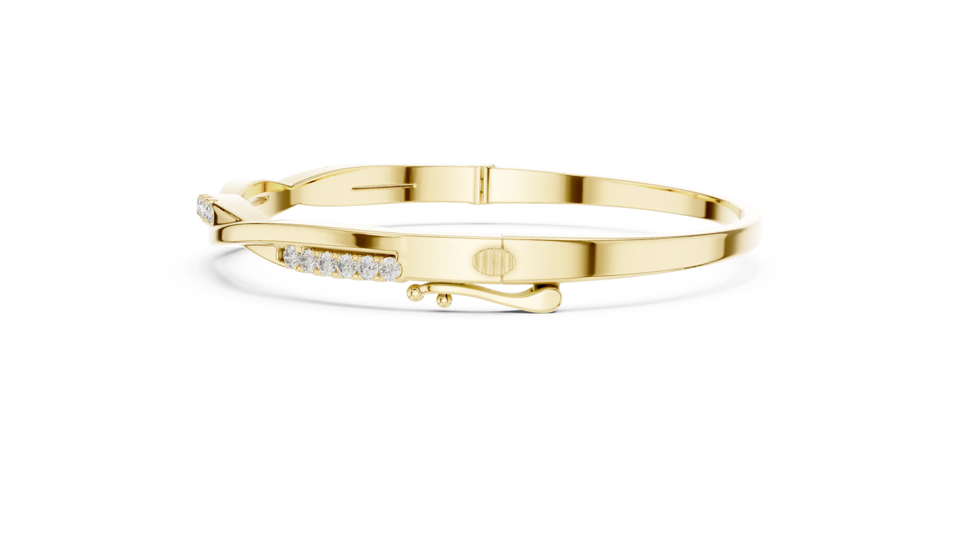 Flat Lay: Round Diamond Bracelet with Pave Setting in 14k Yellow Gold - Lab Grown - Driona Jewels