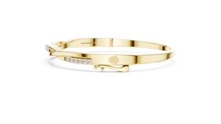 Flat Lay: Round Diamond Bracelet with Pave Setting in 14k Yellow Gold - Lab Grown - Driona Jewels