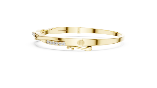 Flat Lay: Round Diamond Bracelet with Pave Setting in 14k Yellow Gold - Lab Grown - Driona Jewels