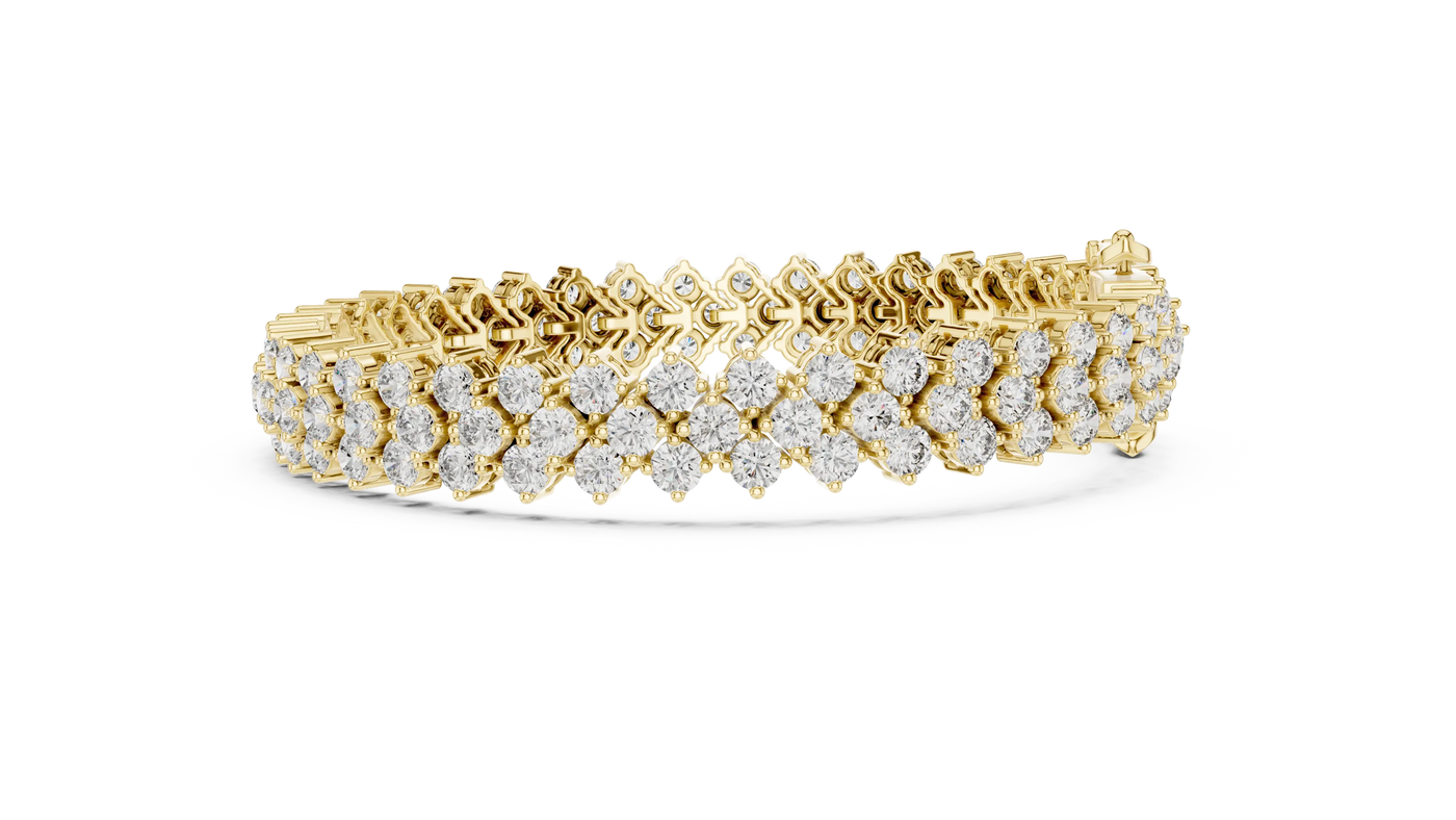 Front View: Round Diamond Bracelet with Pave Setting in 14k Yellow Gold - Lab Grown - Driona Jewels
