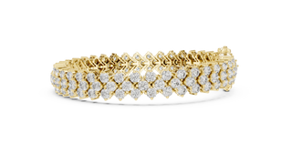 Front View: Round Diamond Bracelet with Pave Setting in 14k Yellow Gold - Lab Grown - Driona Jewels