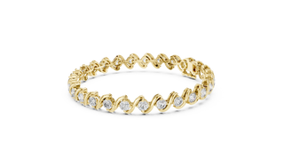 Front View: Round Diamond Bracelet with Pave Setting in 14k Yellow Gold - Lab Grown - Driona Jewels