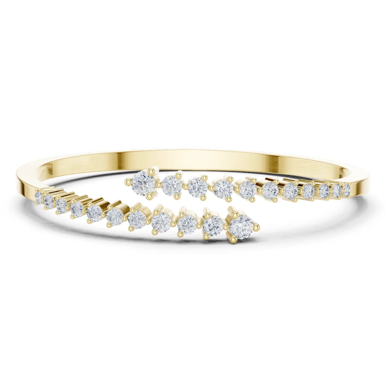 Front View: Round Diamond Bracelet with Pave Setting in 14k Yellow Gold - Lab Grown - Driona Jewels