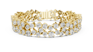 Front View: Round Diamond Bracelet with Pave Setting in 14k Yellow Gold - Lab Grown - Driona Jewels
