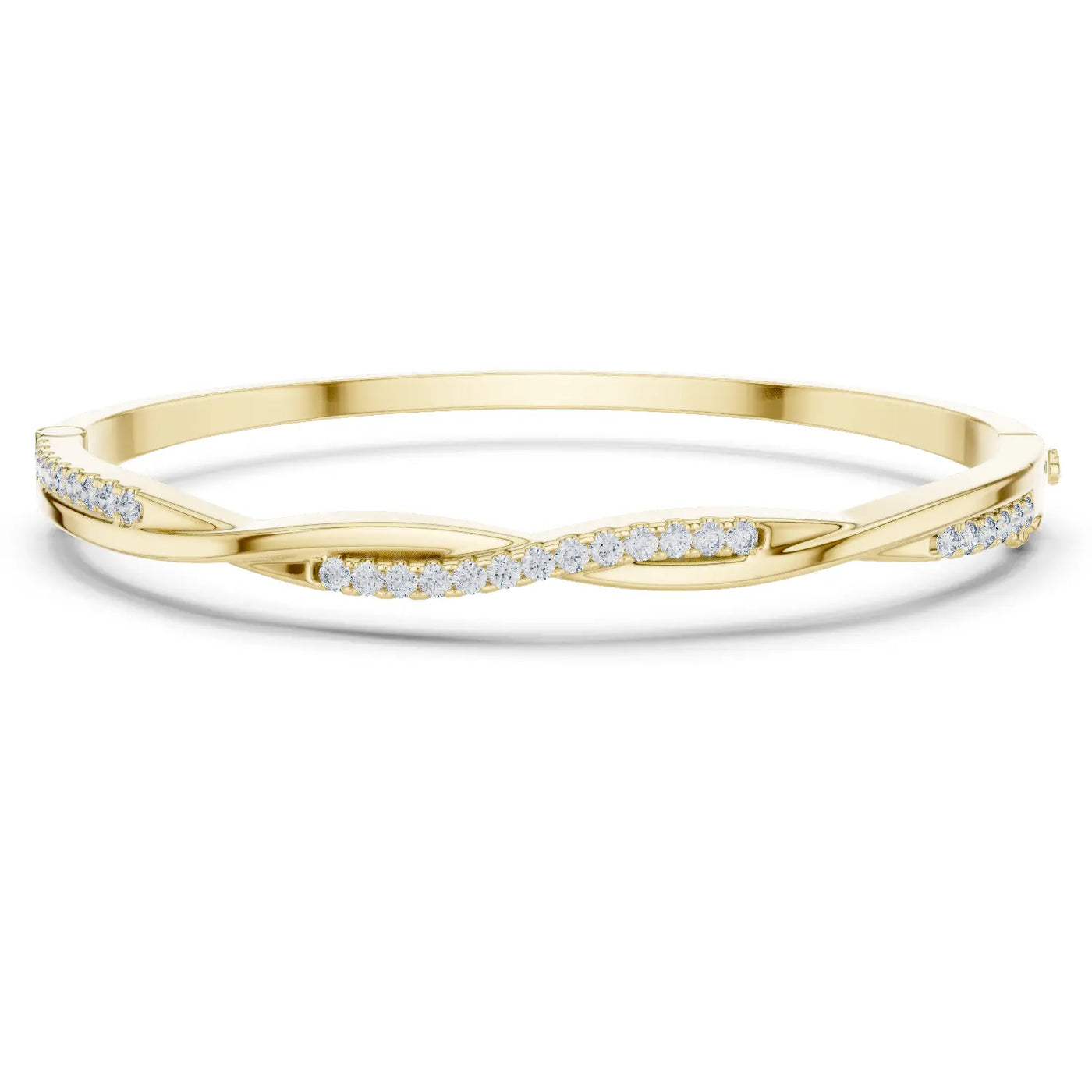 Front View: Round Diamond Bracelet with Pave Setting in 14k Yellow Gold - Lab Grown - Driona Jewels