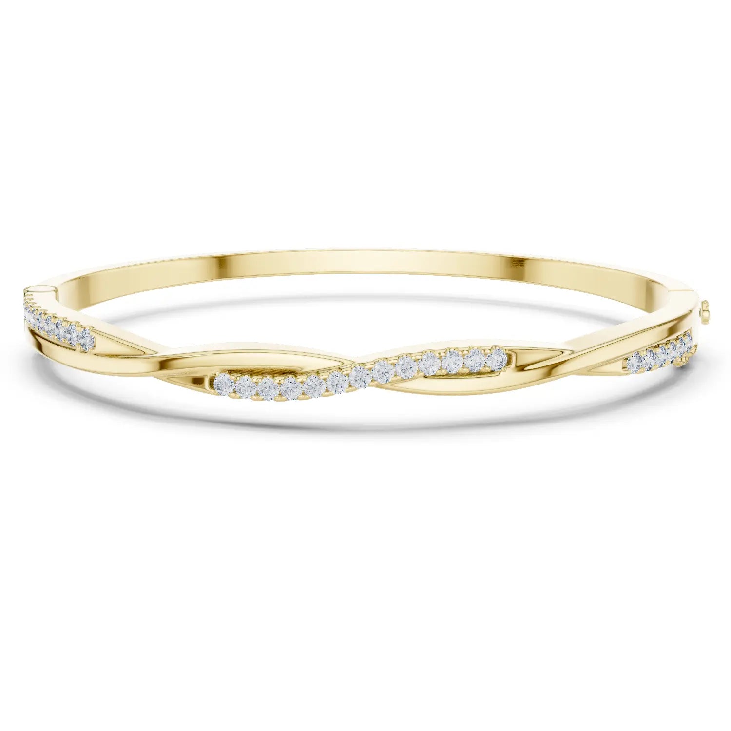 Front View: Round Diamond Bracelet with Pave Setting in 14k Yellow Gold - Lab Grown - Driona Jewels