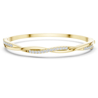 Front View: Round Diamond Bracelet with Pave Setting in 14k Yellow Gold - Lab Grown - Driona Jewels