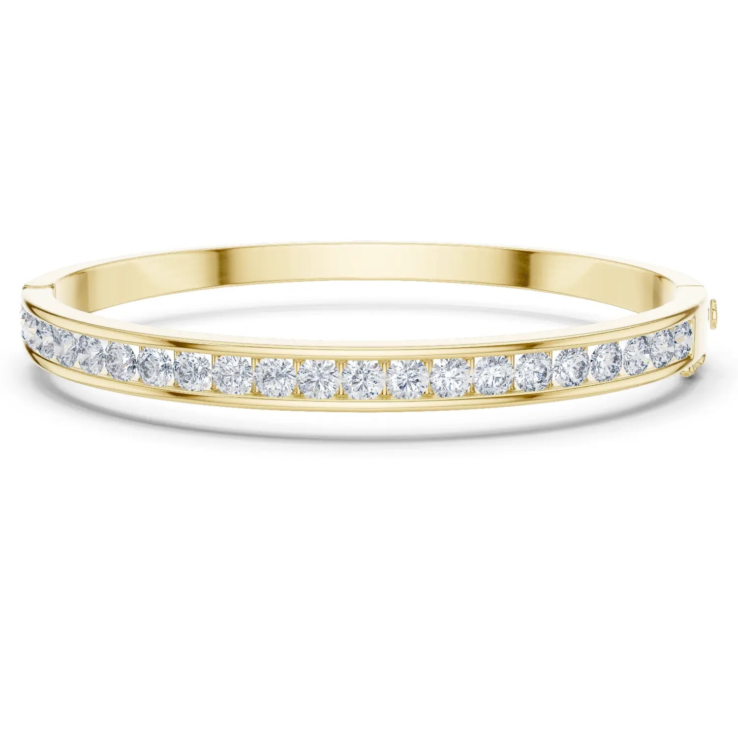 Front View: Round Diamond Bracelet with Pave Setting in 14k Yellow Gold - Lab Grown - Driona Jewels