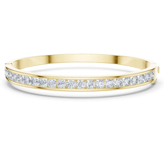 Front View: Round Diamond Bracelet with Pave Setting in 14k Yellow Gold - Lab Grown - Driona Jewels