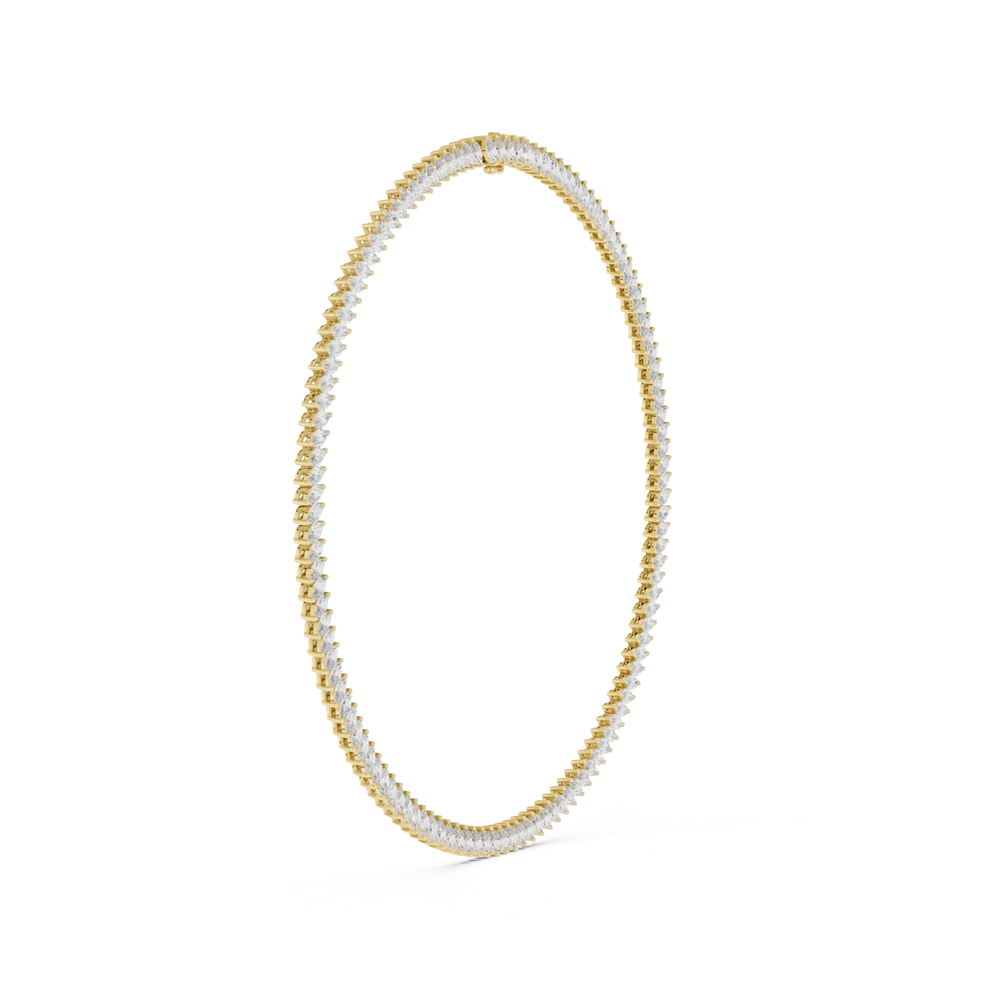 Front View: Round Diamond Bracelet with Pave Setting in 14k Yellow Gold - Lab Grown - Driona Jewels